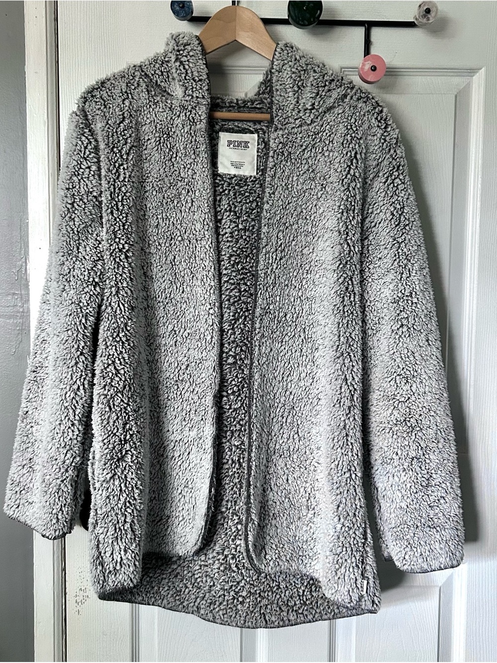 PINK Victoria's Secret Plush Gray Teddy Jacket